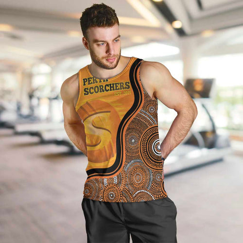 Custom Perth Scorchers Men Tank Top Indigenous Art - Grunge Style