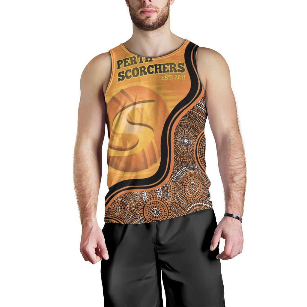 Custom Perth Scorchers Men Tank Top Indigenous Art - Grunge Style