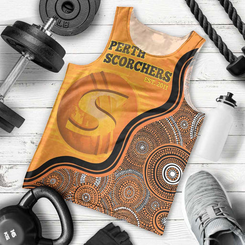 Custom Perth Scorchers Men Tank Top Indigenous Art - Grunge Style