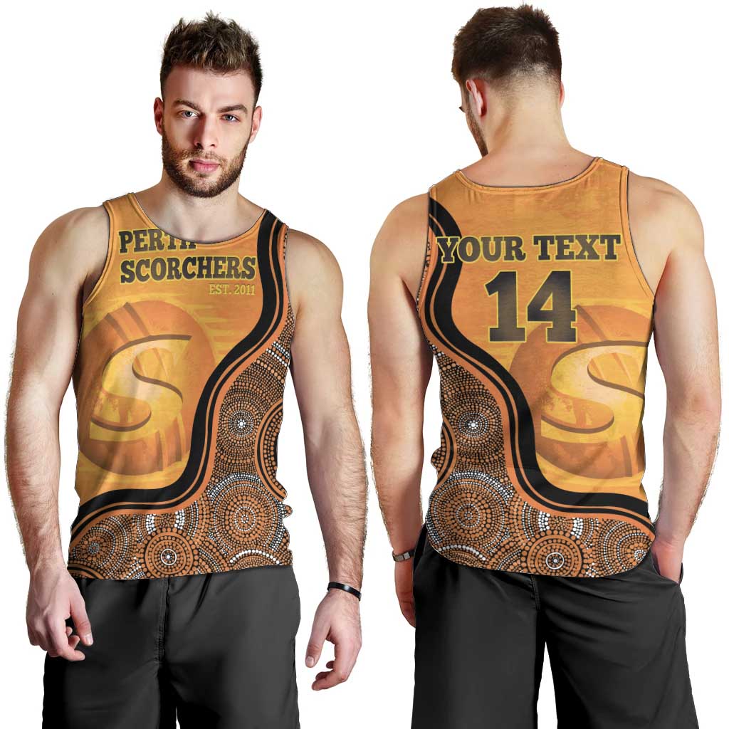 Custom Perth Scorchers Men Tank Top Indigenous Art - Grunge Style