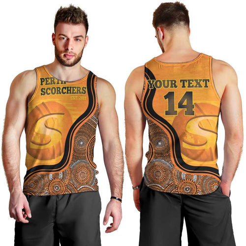 Custom Perth Scorchers Men Tank Top Indigenous Art - Grunge Style