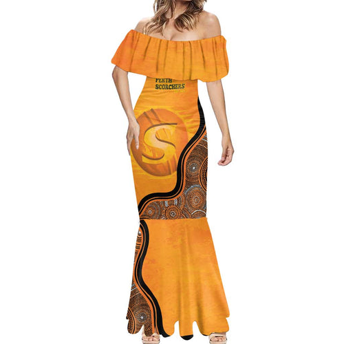 Custom Perth Scorchers Mermaid Dress Indigenous Art - Grunge Style
