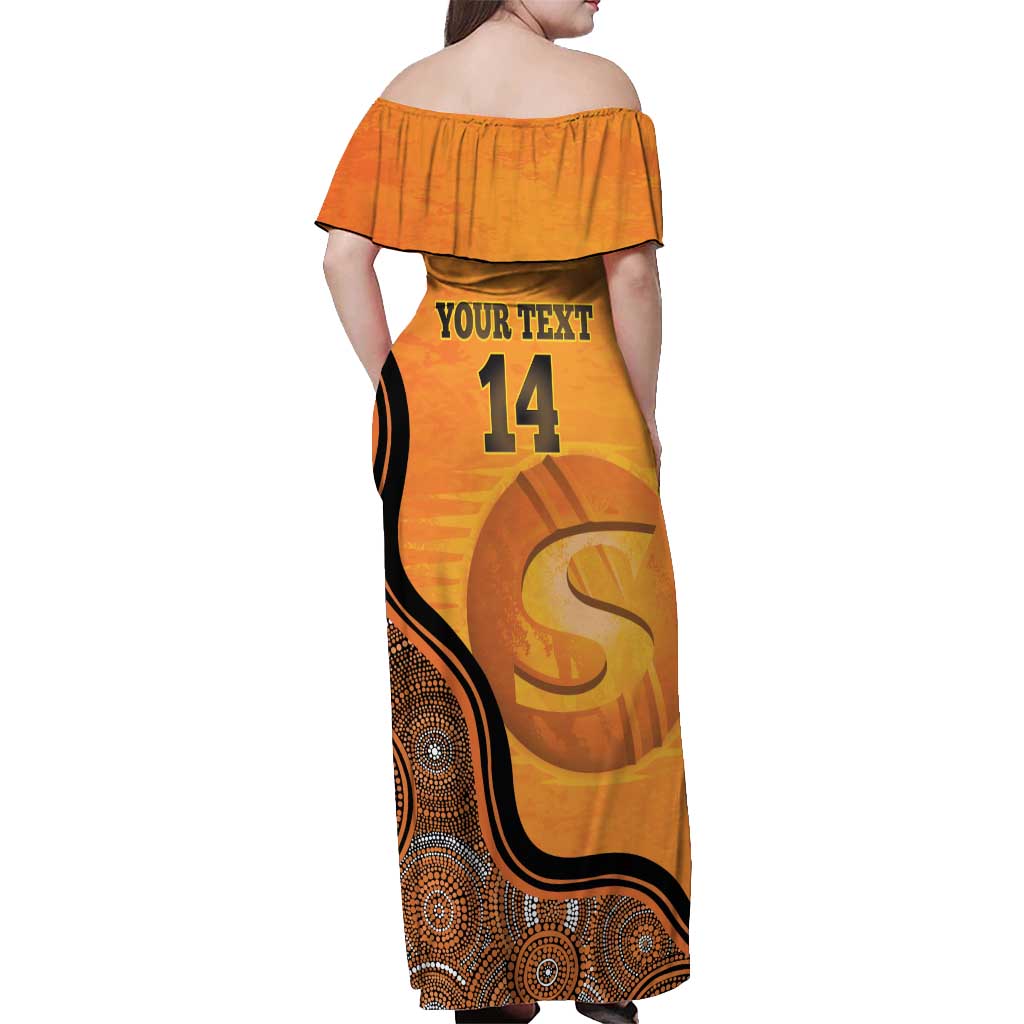 Custom Perth Scorchers Off Shoulder Maxi Dress Indigenous Art - Grunge Style
