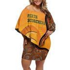 Custom Perth Scorchers Off Shoulder Short Dress Indigenous Art - Grunge Style