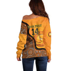 Custom Perth Scorchers Off Shoulder Sweater Indigenous Art - Grunge Style