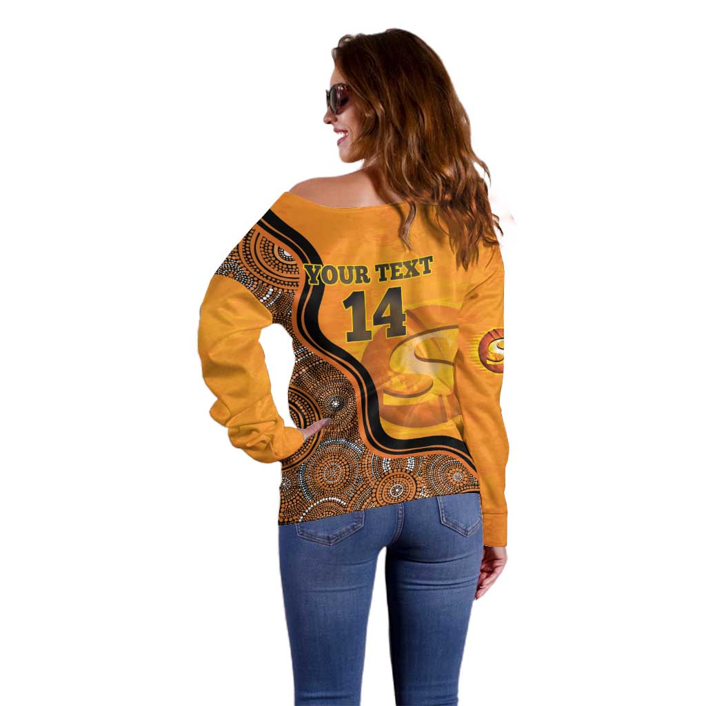 Custom Perth Scorchers Off Shoulder Sweater Indigenous Art - Grunge Style