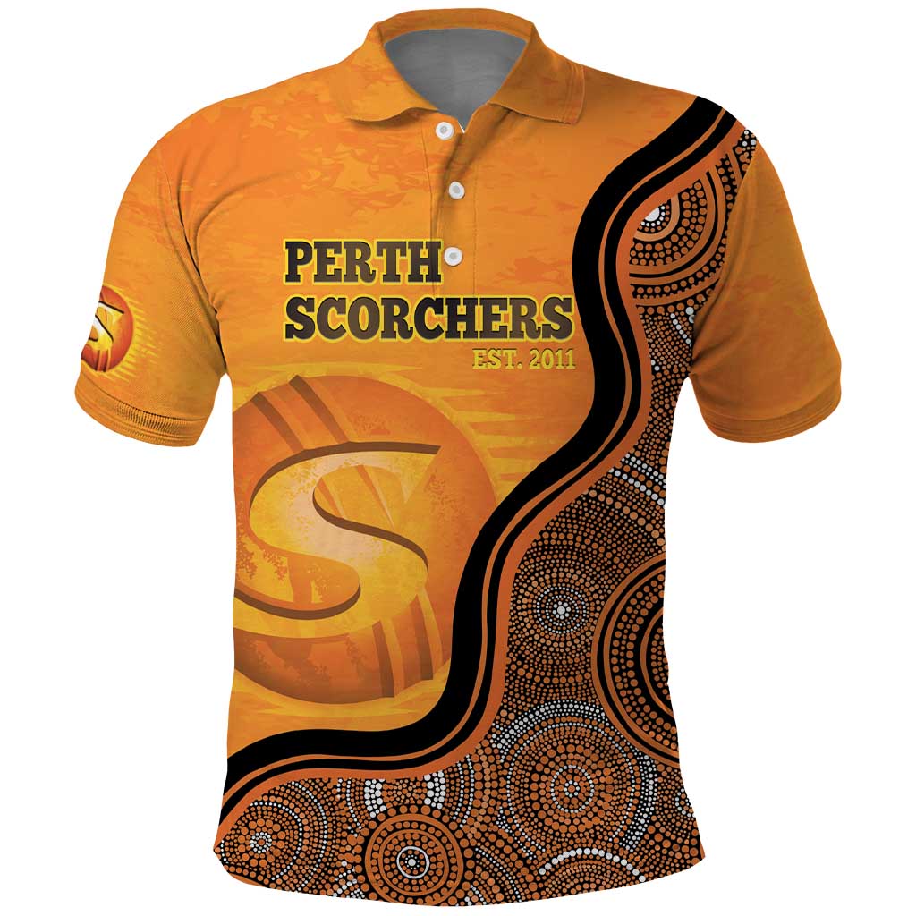 Custom Perth Scorchers Polo Shirt Indigenous Art - Grunge Style