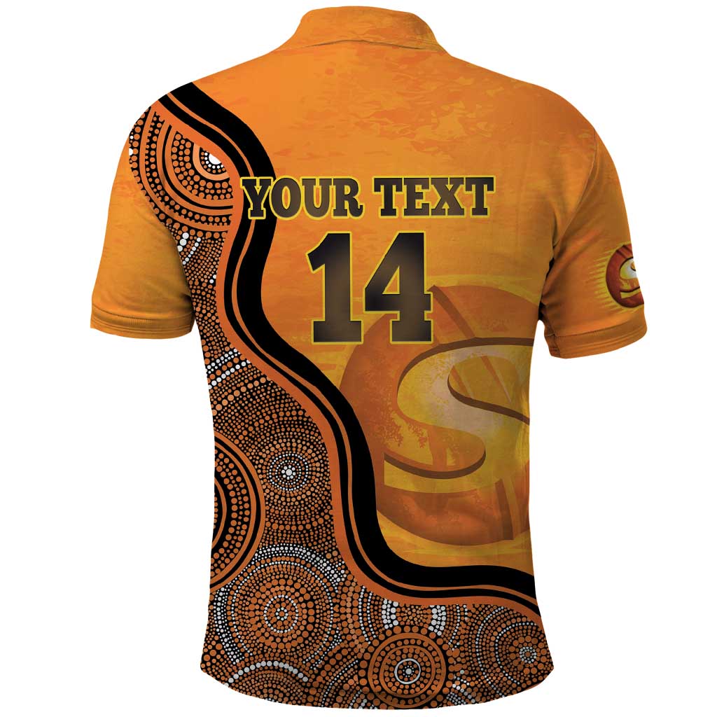 Custom Perth Scorchers Polo Shirt Indigenous Art - Grunge Style