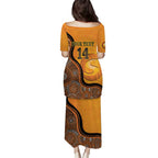 Custom Perth Scorchers Puletasi Indigenous Art - Grunge Style