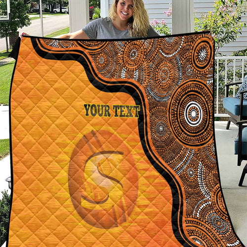 Custom Perth Scorchers Quilt Indigenous Art - Grunge Style