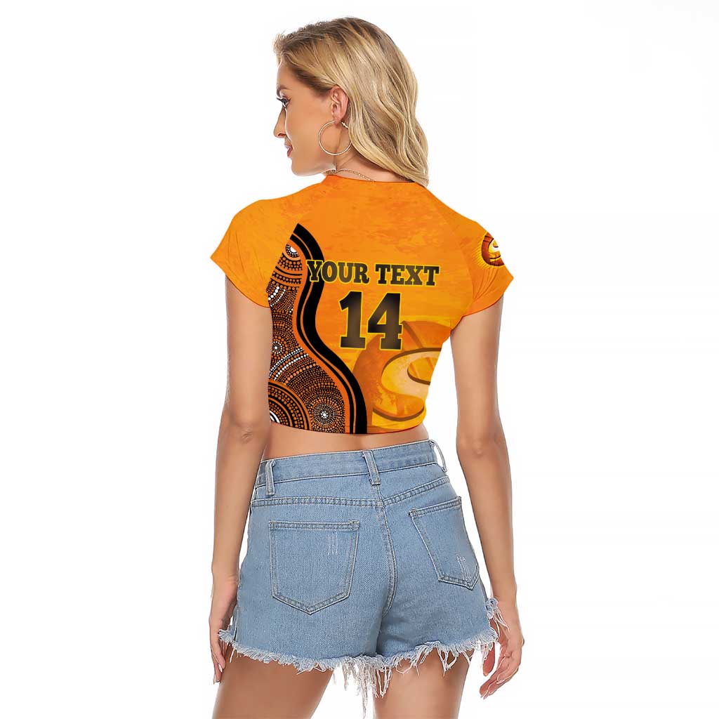 Custom Perth Scorchers Raglan Cropped T Shirt Indigenous Art - Grunge Style
