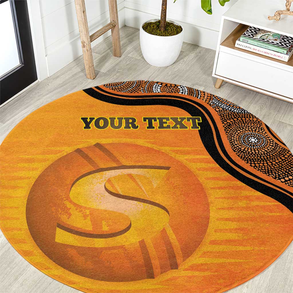 Custom Perth Scorchers Round Carpet Indigenous Art - Grunge Style