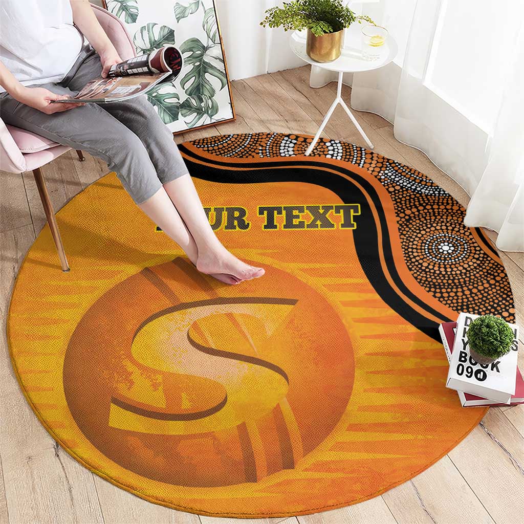 Custom Perth Scorchers Round Carpet Indigenous Art - Grunge Style