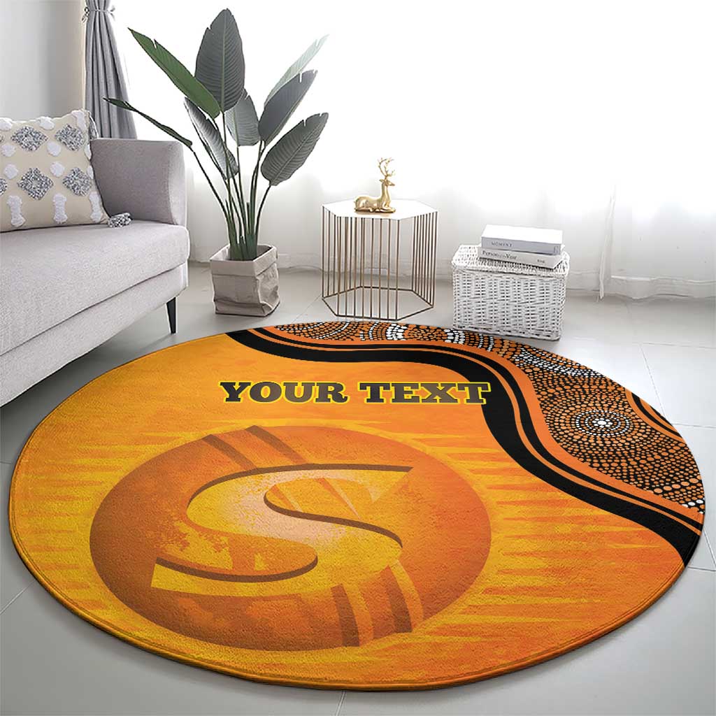 Custom Perth Scorchers Round Carpet Indigenous Art - Grunge Style