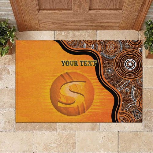 Custom Perth Scorchers Rubber Doormat Indigenous Art - Grunge Style