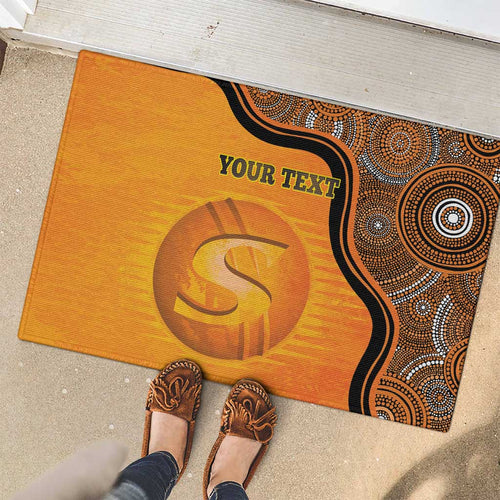 Custom Perth Scorchers Rubber Doormat Indigenous Art - Grunge Style