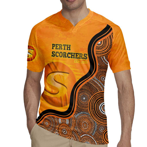 Custom Perth Scorchers Rugby Jersey Indigenous Art - Grunge Style