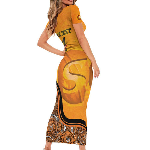 Custom Perth Scorchers Short Sleeve Bodycon Dress Indigenous Art - Grunge Style