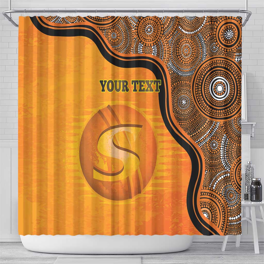 Custom Perth Scorchers Shower Curtain Indigenous Art - Grunge Style