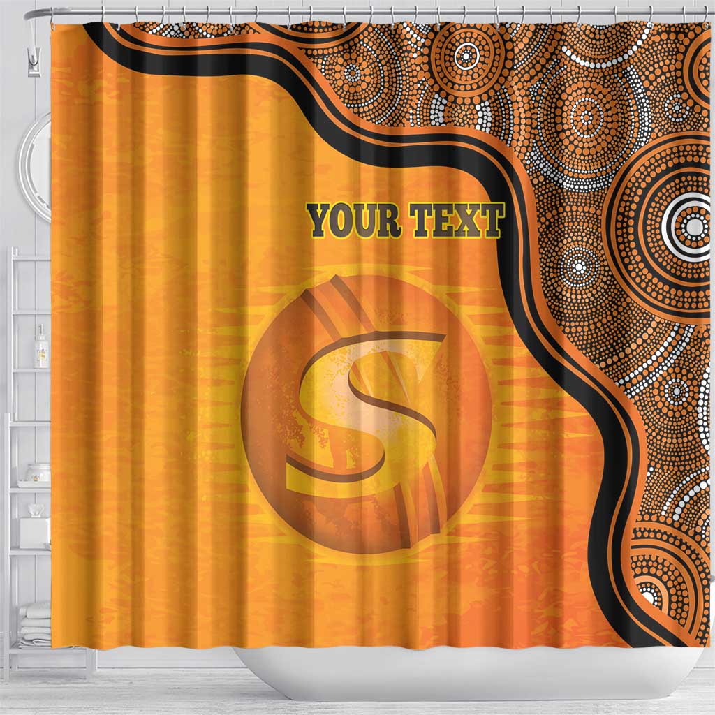 Custom Perth Scorchers Shower Curtain Indigenous Art - Grunge Style