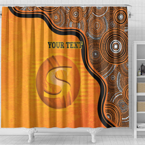 Custom Perth Scorchers Shower Curtain Indigenous Art - Grunge Style