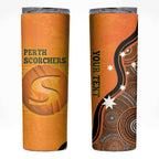 Custom Perth Scorchers Skinny Tumbler Indigenous Art - Grunge Style