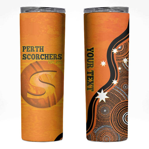 Custom Perth Scorchers Skinny Tumbler Indigenous Art - Grunge Style