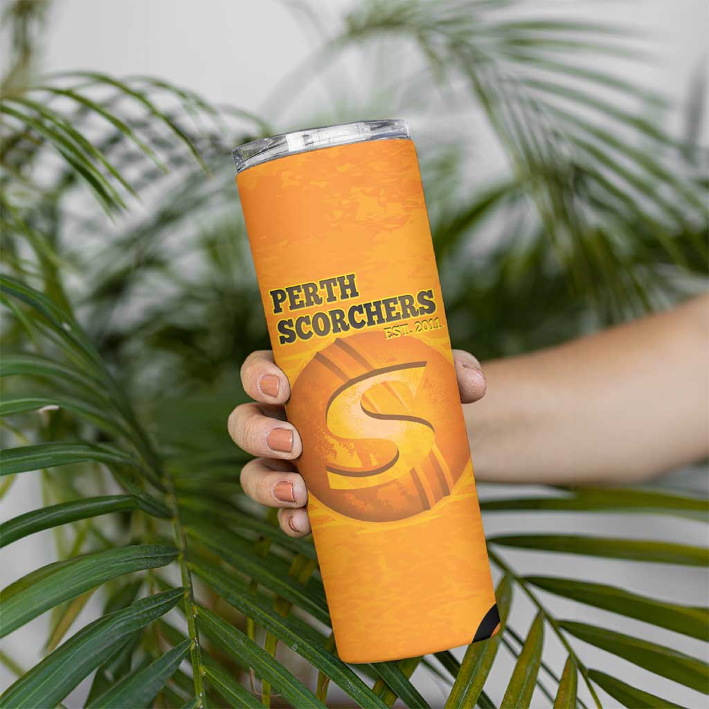 Custom Perth Scorchers Skinny Tumbler Indigenous Art - Grunge Style