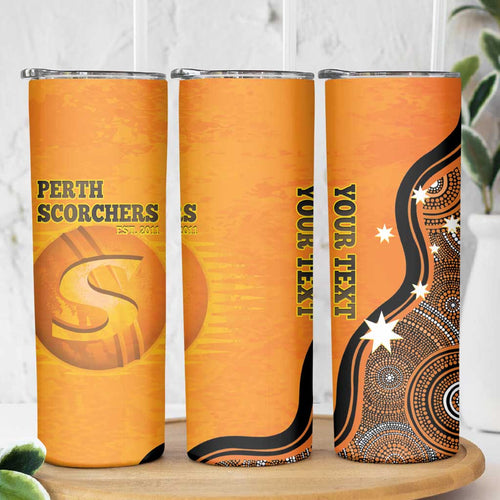 Custom Perth Scorchers Skinny Tumbler Indigenous Art - Grunge Style