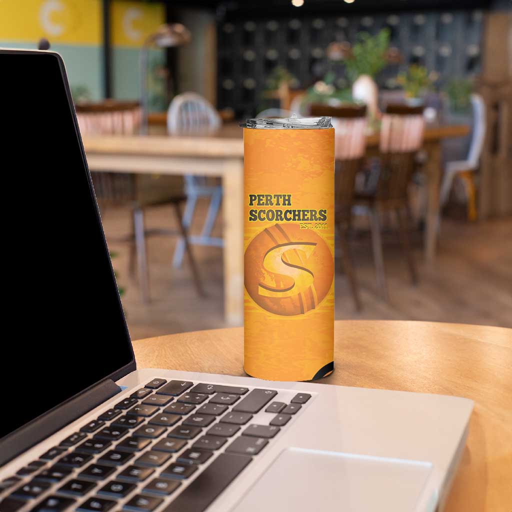 Custom Perth Scorchers Skinny Tumbler Indigenous Art - Grunge Style