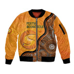 Custom Perth Scorchers Sleeve Zip Bomber Jacket Indigenous Art - Grunge Style
