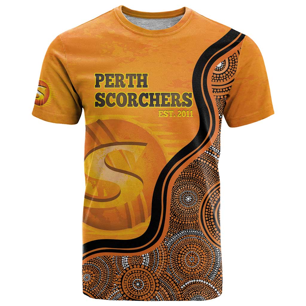 Custom Perth Scorchers T Shirt Indigenous Art - Grunge Style