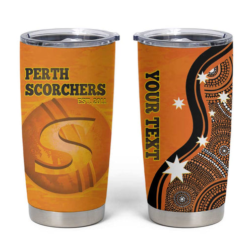 Custom Perth Scorchers Tumbler Cup Indigenous Art - Grunge Style
