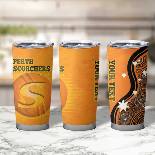 Custom Perth Scorchers Tumbler Cup Indigenous Art - Grunge Style