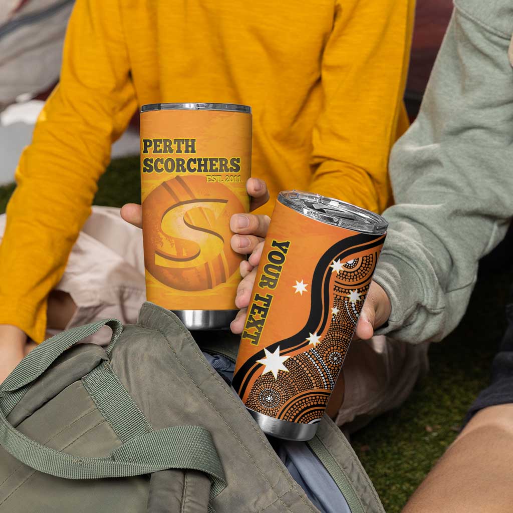Custom Perth Scorchers Tumbler Cup Indigenous Art - Grunge Style