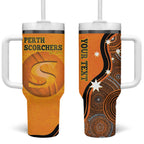 Custom Perth Scorchers Tumbler With Handle Indigenous Art - Grunge Style