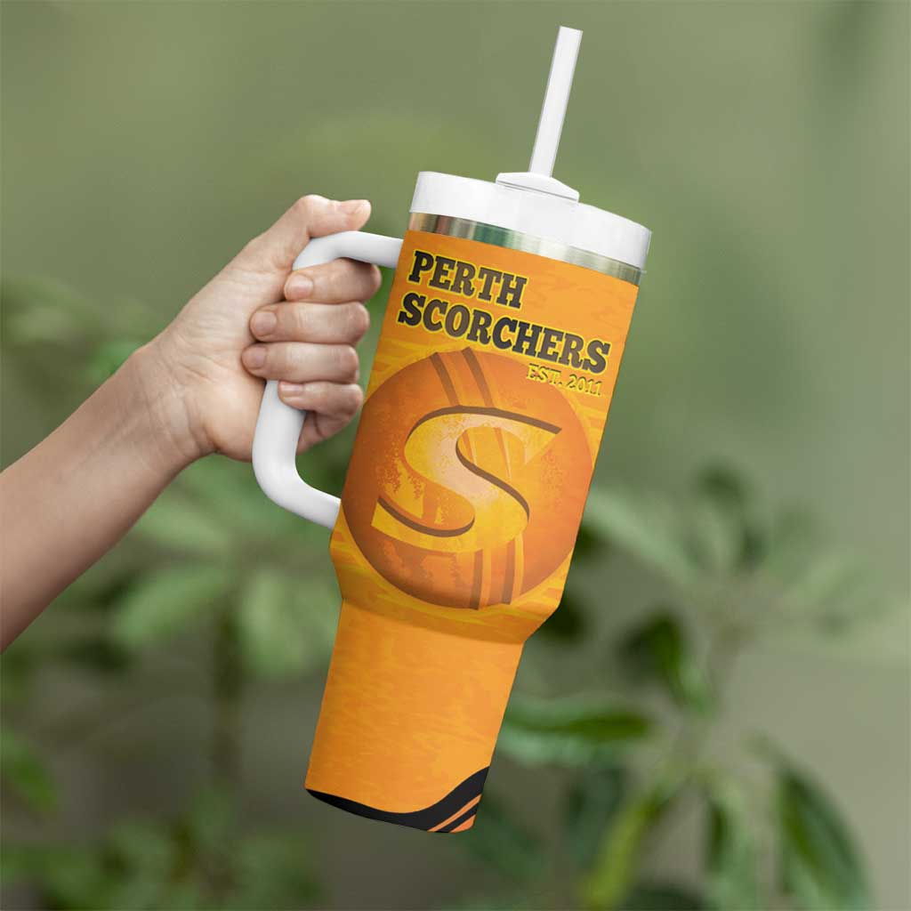 Custom Perth Scorchers Tumbler With Handle Indigenous Art - Grunge Style