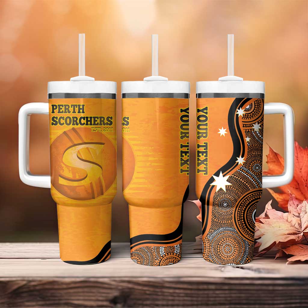 Custom Perth Scorchers Tumbler With Handle Indigenous Art - Grunge Style