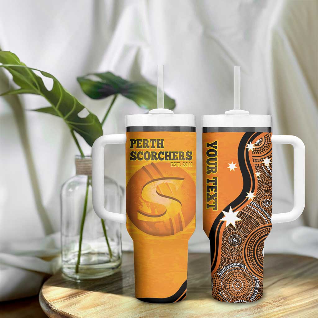 Custom Perth Scorchers Tumbler With Handle Indigenous Art - Grunge Style