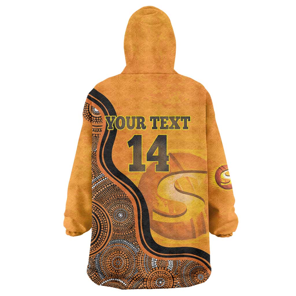 Custom Perth Scorchers Wearable Blanket Hoodie Indigenous Art - Grunge Style