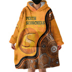 Custom Perth Scorchers Wearable Blanket Hoodie Indigenous Art - Grunge Style