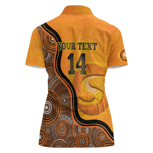 Custom Perth Scorchers Women Polo Shirt Indigenous Art - Grunge Style