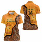 Custom Perth Scorchers Women Polo Shirt Indigenous Art - Grunge Style