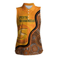Custom Perth Scorchers Women Sleeveless Polo Shirt Indigenous Art - Grunge Style