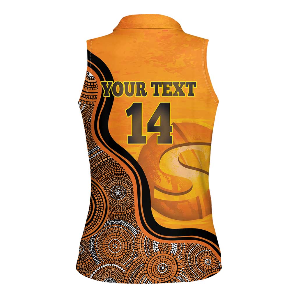 Custom Perth Scorchers Women Sleeveless Polo Shirt Indigenous Art - Grunge Style