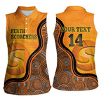 Custom Perth Scorchers Women Sleeveless Polo Shirt Indigenous Art - Grunge Style