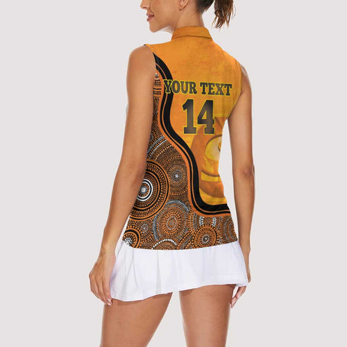Custom Perth Scorchers Women Sleeveless Polo Shirt Indigenous Art - Grunge Style