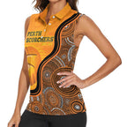 Custom Perth Scorchers Women Sleeveless Polo Shirt Indigenous Art - Grunge Style