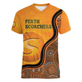 Custom Perth Scorchers Women V-Neck T-Shirt Indigenous Art - Grunge Style