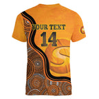 Custom Perth Scorchers Women V-Neck T-Shirt Indigenous Art - Grunge Style